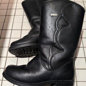 PAJAR vintage SHEARLING LINED black leather boots size 8